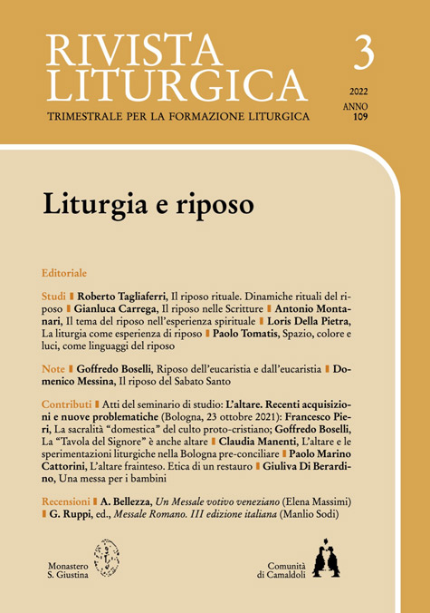 copertina rivista liturgica 109 3 2022